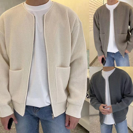 Lined Knit Sweater with Pockets