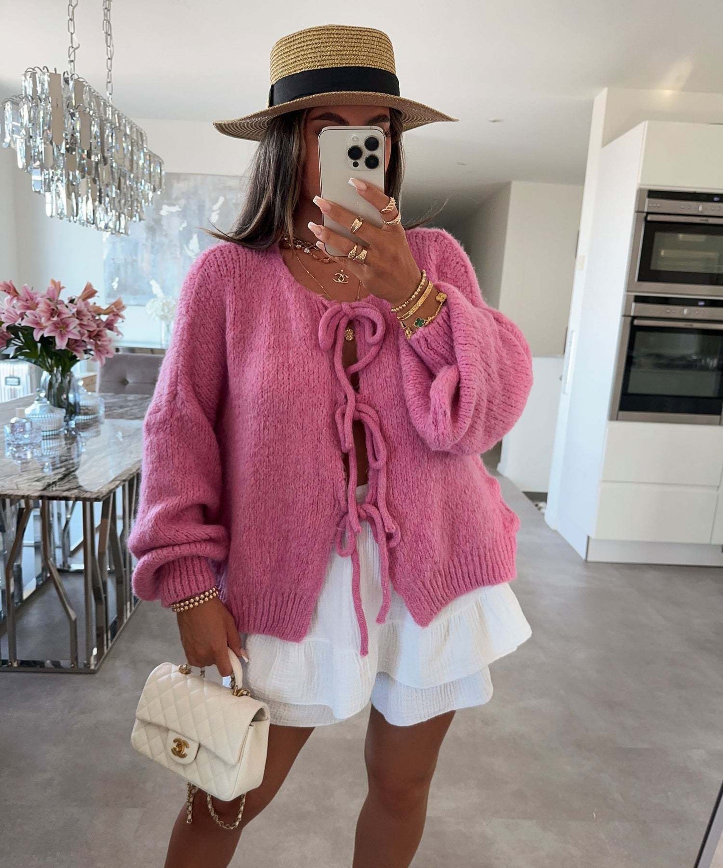 Oversized Cardigan with Bows