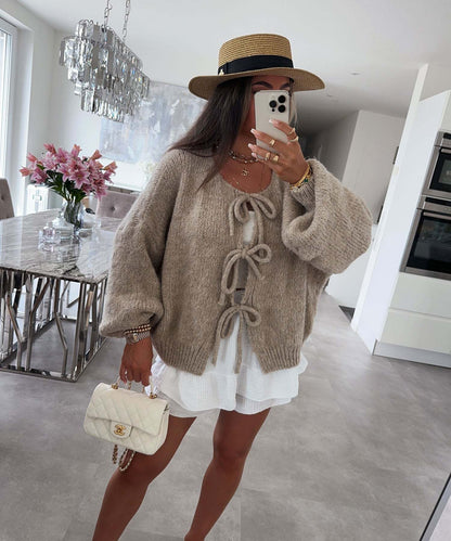 Oversized Cardigan with Bows