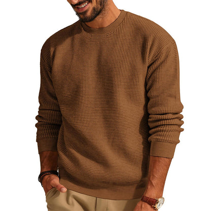 Modern Solid Waffle Knit Pullover