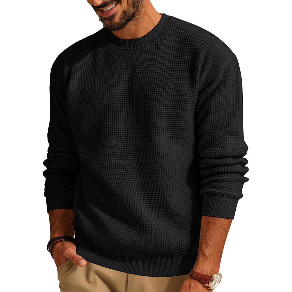 Modern Solid Waffle Knit Pullover