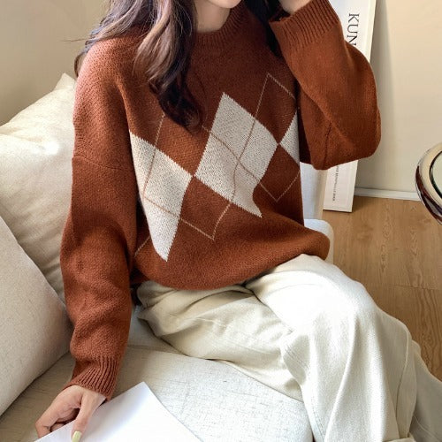 Geometric Pattern Casual Sweater – Cozy, Stylish, and Unique