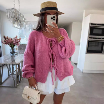 Oversized Cardigan with Bows