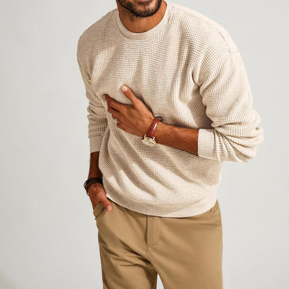 Modern Solid Waffle Knit Pullover