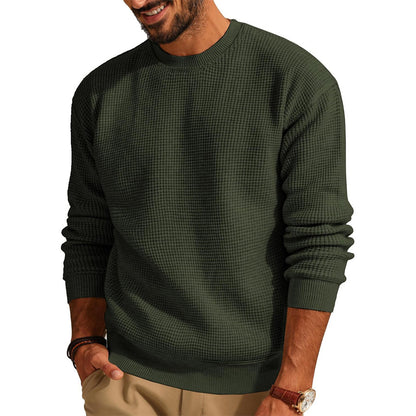 Modern Solid Waffle Knit Pullover