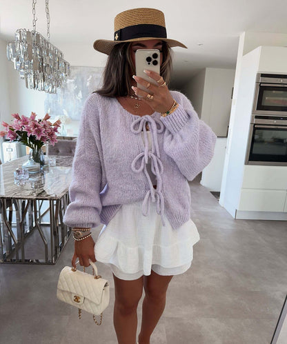 Oversized Cardigan with Bows