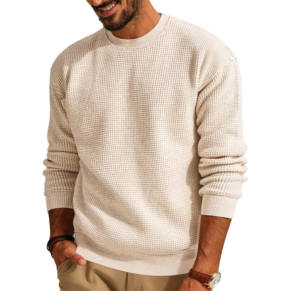 Modern Solid Waffle Knit Pullover