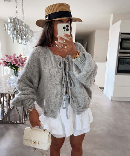 Oversized Cardigan with Bows