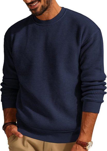 Modern Solid Waffle Knit Pullover